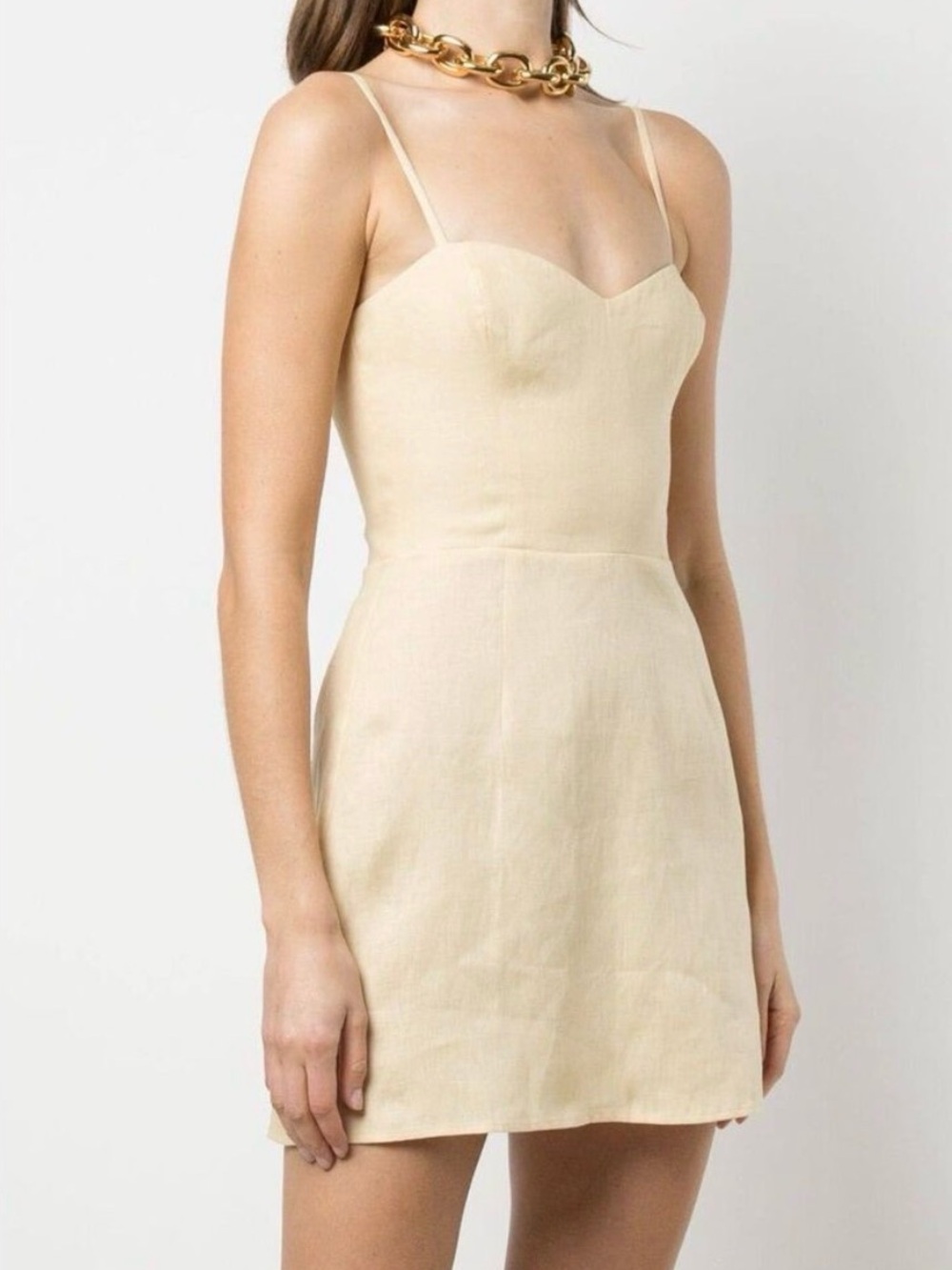 Reformation Yellow Roarke Linen Mini Dress